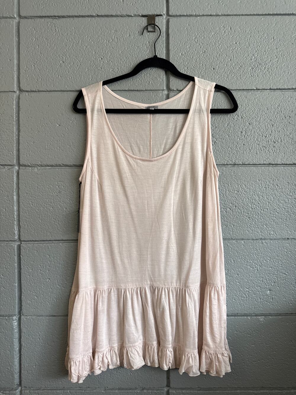 Just Jill Flounce Hem Peplum Light Pink Tank Top size M
